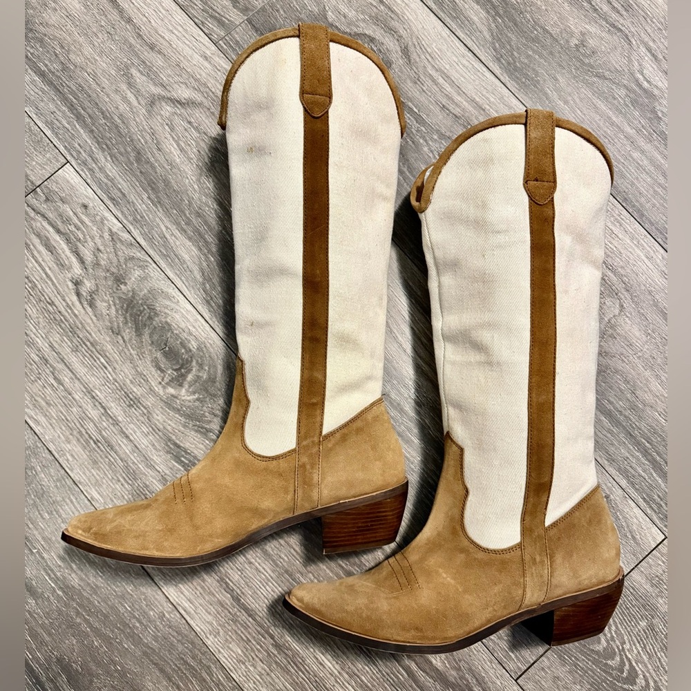 FREE with a $500 purchase. Urban Outfitters Tan and Cream Heeled Boots